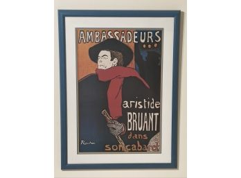 Framed Poster Of Touluse Lautrec Aristide Bruant