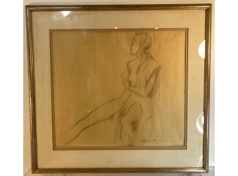 Graphite On Paper, Seated Figure Drawing - Ansell '71