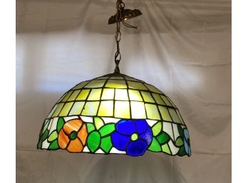 Tiffany Style Stained Glass Colorful Floral Ceiling Pendant