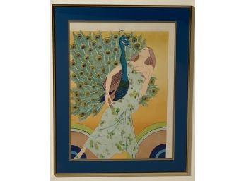 Peacock Lady, Original Lithograph By Mr. Blackwell, Signed And Numbered