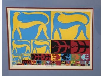 Silkscreen Titled 'greek Bulls', Signed And Numbered