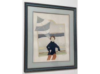 Boy With Kite - Signed And Numbered Lithograph, By Artist Guillard