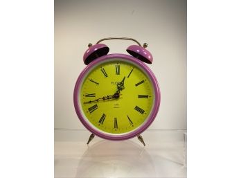 Vintage Oversized (13' Tall) Pink And Yellow Classic Alarm Clock