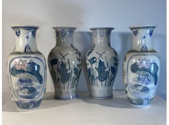 Four Asian Ceramic Bottleneck Vases