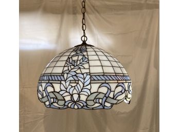 Blue And White Half Sphere Tiffany Style Ceiling Pendant, Light