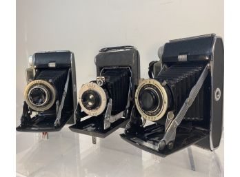 Lot Of 3 Vintage Kodak Bellows Cameras