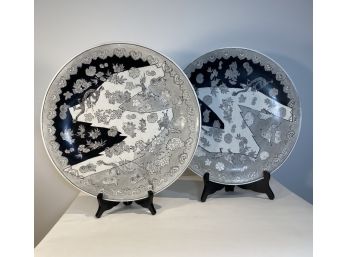 Black & White Large Decorative Asian Ceramic Plates