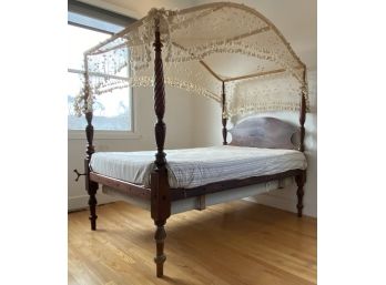 Early American Four Poster Bed, Sheraton Style With Custom Canopy Arc  (canopy Textile Not Included)