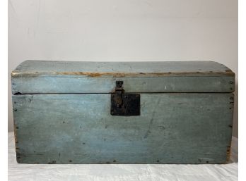 Oxidized Copper Color Pine Box Or Small Trunk With Bonnet Top