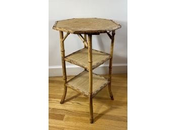 Bamboo And Caning Side Table