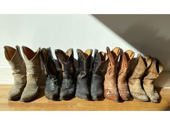 5 Pair Of Vintage, Worn, Cowboy Boots Men's Size 9 & 10