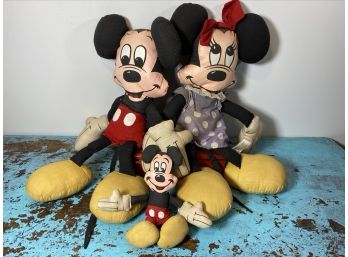 Vintage Mickey Mouse And Minnie Mouse Disney Stuffed Animal Figures
