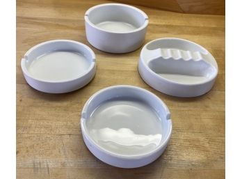 Four Vintage White Ceramic Ash Trays