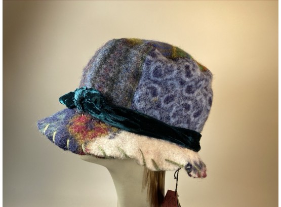 New Vintage With Tags Felted Wool And Velvet Band Hat
