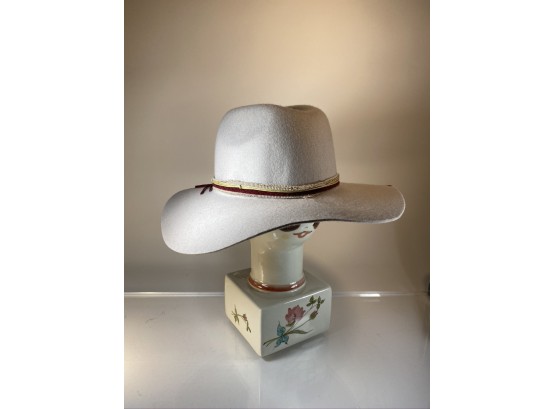 Unworn Western Style Wool Hat In Light Taupe