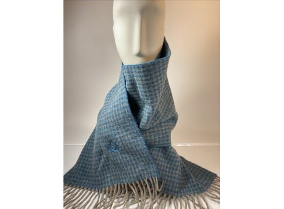 Fendi 100  Percent Wool Unisex Blue And Grey Herringbone Men's Scarf