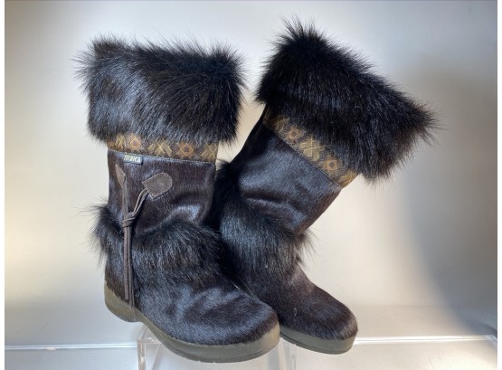 New Vintage Technica Faux Fur Dark Brown Boots US Size 8