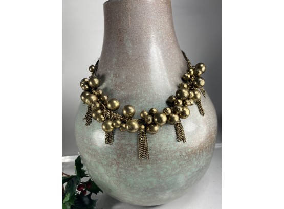 Bronze Tone Baubles And Chain Drops Vintage Amazing Collar Necklace