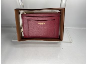 New In Box, Vintage Tame Shade Of Magenta, Coach Leather Wallet - With Original Box