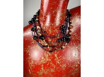 Two Necklaces - One Venetian Glass And One Glass  Seed Bead Extra Long Wrap Necklace