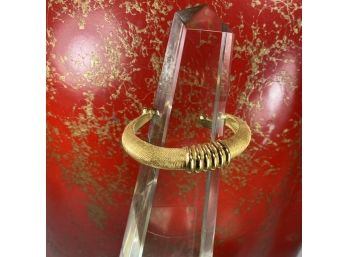 Vintage Trifari Roman Style Brushed Gold Cuff Bracelet
