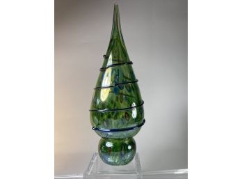 Handblown Glass Christmas Tree Or Finial