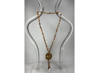 Vintage - Perfect - Long Tasseled Stone Necklace - Warm Tones