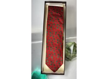 Paul Smith 100 Silk Tie Red And Green Polka Dot - New In Box