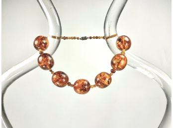 Mid Century Modern Vintage Amber Resin Collar Necklace