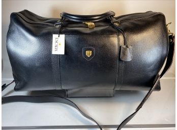 New With Tags, Vintage Black Leather Escada Weekend Duffel Bag