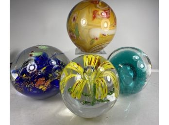 Lot Of Assorted Colorful Hand Blown Glass Paperweights