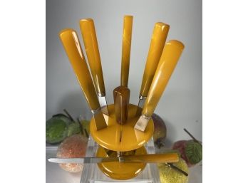 Rostfrei Cheese Knife Set With Lucite Handles And Holder