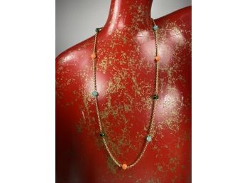 Vintage Givenchy Bead And Gold Tone Chain Necklace For Layering