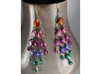 Vintage Rainbow Colorblock Chandelier Earrings