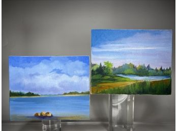 Two 12 X 9' Landscape Paintings On Canvas - Signed