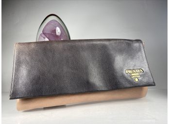New, Unused Authentic Prada Ombre Fold Over Clutch, Brown, To Beige With Purple Highlights