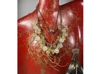 Lucite Baubles And Waxed Twine Necklace