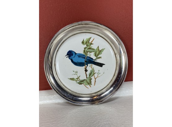 Sheridan Sterling Silver And Ceramic Coaster With Blue Bird
