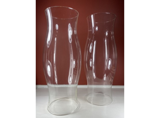Pair Of Very Tall Glass Hurricanes