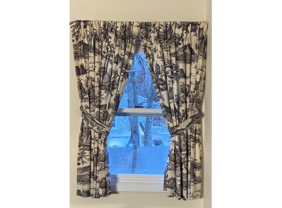 Classic Pinch Pleat Window Treatment In Black And White Toile