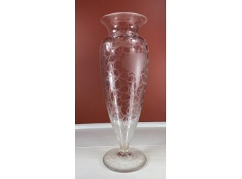 Tall Etched Glass Vase