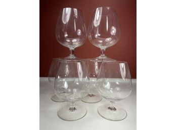 Six Elegant Glass Brandy Snifters