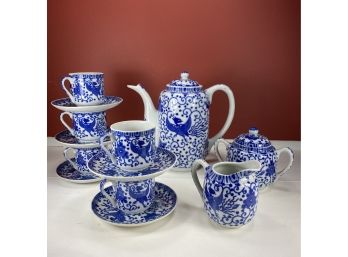 White And Blue Ceramic Tea Or Coffee Service