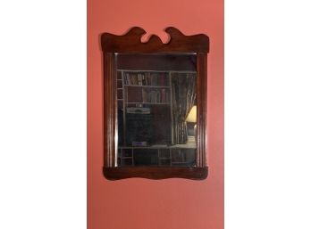 American Almost Scrolled Crest Mahogany Hanging Wall Mirror