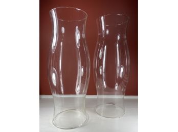Pair Of Very Tall Glass Hurricanes