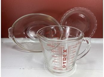 Three Vintage Clear Glass Pyrex Dishes