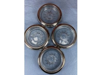 Four Crystal And Silver Plated Leonard Of Italy Coasters
