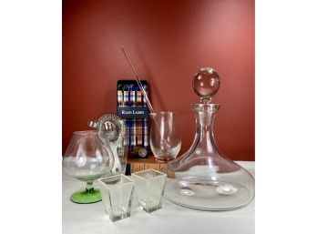 Ralph Lauren Glass Stirrers And An Assorted Lot Of Glasswear For A Wet Bar