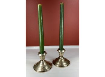 Pair Of Antique  Weighted Sterling Silver Candle Stick Holders