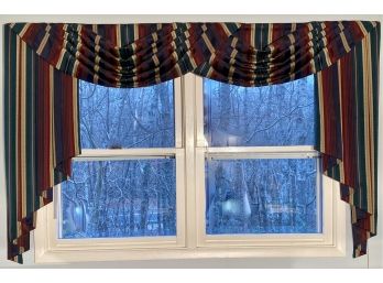Satin Pleated Swag Valance For Double Window Treatment